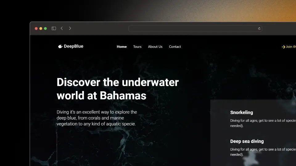 Screenshot of the project DeepBlue - Discover the underwater world at Bahamas