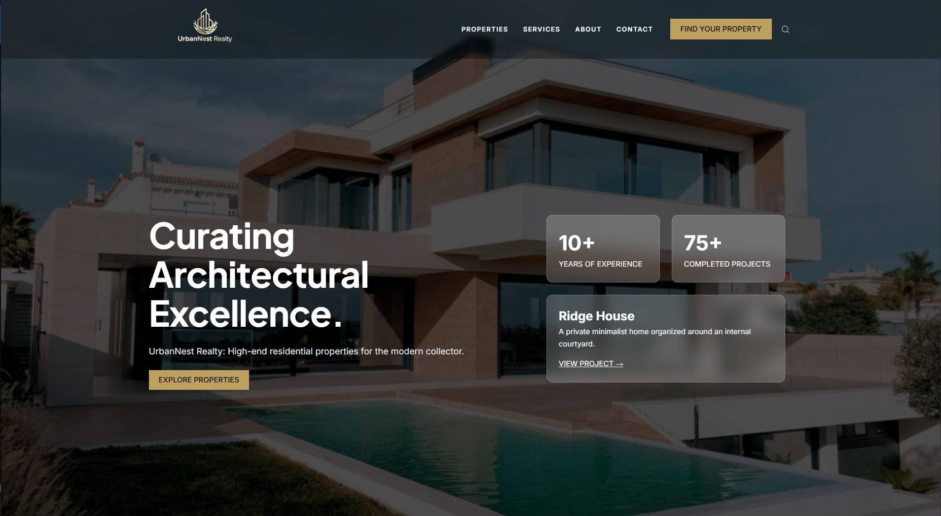 Screenshot of the project UrbanNest – Luxury Real Estate